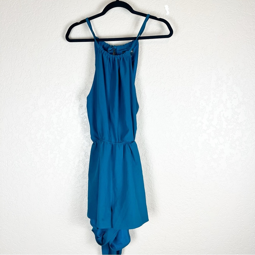 The Fifth Label medium green sleeveless wraparound romper drawstring neck
